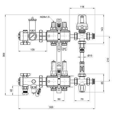 Будкрам купити Колекторна група Icma 1" 2 виходи, з витратоміром №K0111 Колекторна група Icma 1" 2 виходи, з витратоміром №K0111 4