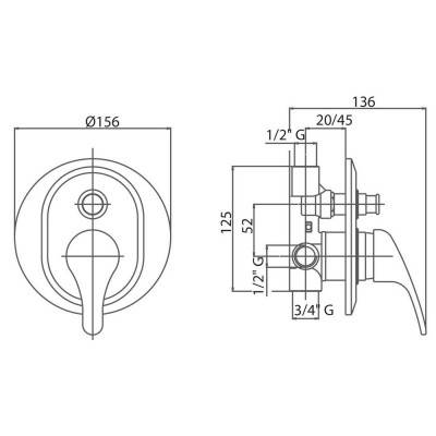 Будкрам купить Смеситель скрытого монтажа для душа Bianchi Star INDSTR2010STRCRM на два потребителя Смеситель скрытого монтажа для душа Bianchi Star INDSTR2010STRCRM на два потребителя 4