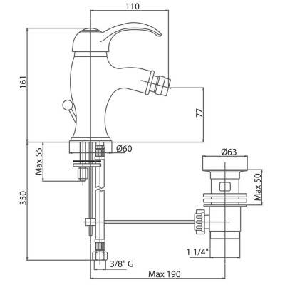 Будкрам купить Смеситель для биде Bianchi Class BIDCLS2003IACRM с донным клапаном Смеситель для биде Bianchi Class BIDCLS2003IACRM с донным клапаном 4