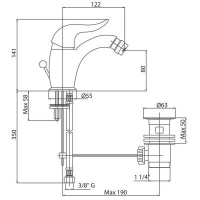 Будкрам купити Змішувач для біде Bianchi Aladino BIDALD2003ALDIACRM з донним клапаном Змішувач для біде Bianchi Aladino BIDALD2003ALDIACRM з донним клапаном 4
