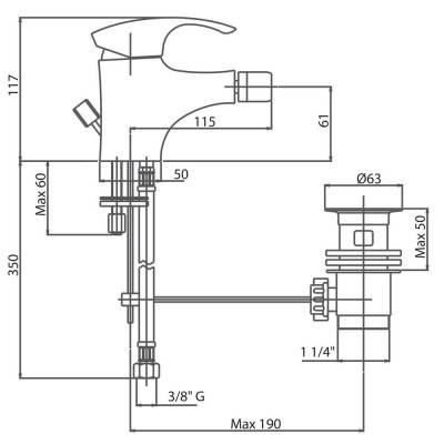 Будкрам купити Змішувач для біде Bianchi Century BIDCEN20030IACRM з донним клапаном Змішувач для біде Bianchi Century BIDCEN20030IACRM з донним клапаном 4