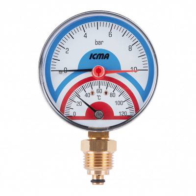 Будкрам купити Термоманометр Icma №258 радіаторний із запірним клапаном 1/2"