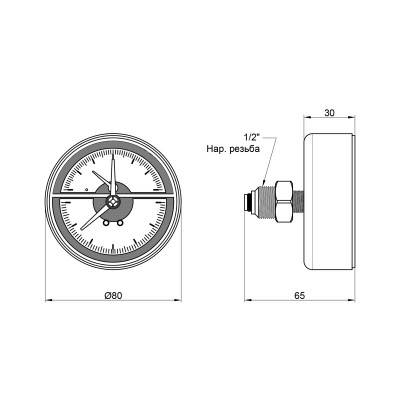Будкрам купить Термоманометр Icma 1/2" 0-6 бар, заднее подключение №259 Термоманометр Icma 1/2" 0-6 бар, заднее подключение №259 4