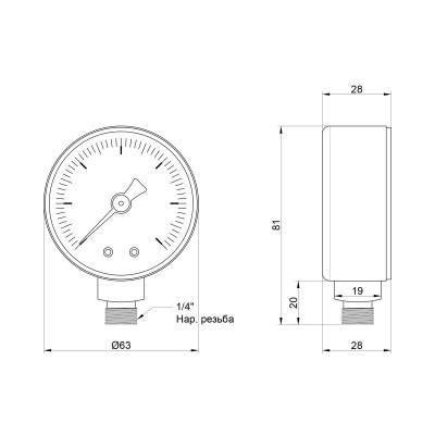 Будкрам купити Манометр Icma 1/4" 0-10 бар, нижнє підключення №244 Манометр Icma 1/4" 0-10 бар, нижнє підключення №244 4