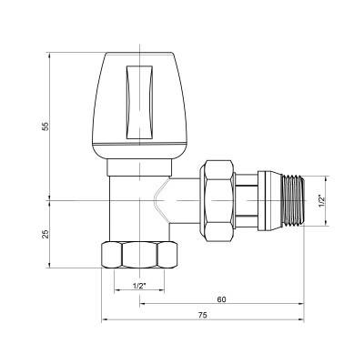 Будкрам купить Кран радиаторный Icma 1/2" с антипротечкой угловой №1116 Кран радиаторный Icma 1/2" с антипротечкой угловой №1116 4