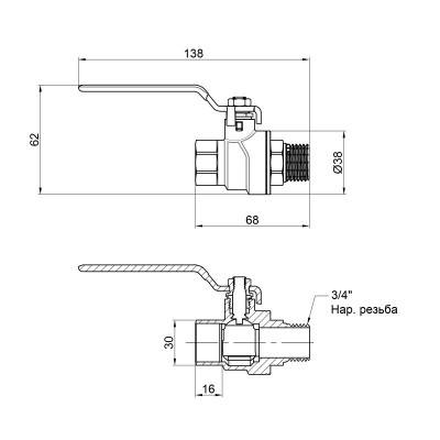 Будкрам купити Кран кульовий SD Forte 3/4" ВН для води (ручка) SF605W20 Кран кульовий SD Forte 3/4" ВН для води (ручка) SF605W20 4