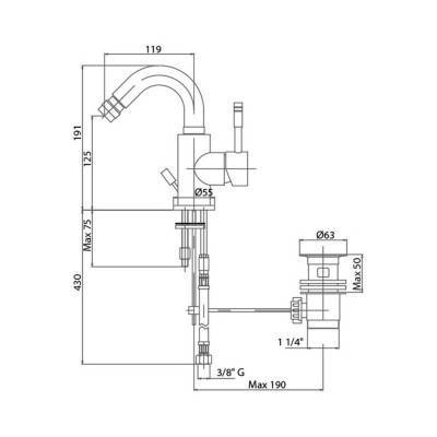 Будкрам купити Змішувач для біде Bianchi Mody BIDMDY2003IACRM з донним клапаном Змішувач для біде Bianchi Mody BIDMDY2003IACRM з донним клапаном 4
