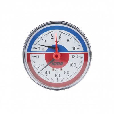 Будкрам купити Термоманометр Icma 1/2" 0-10 бар, заднє підключення №259