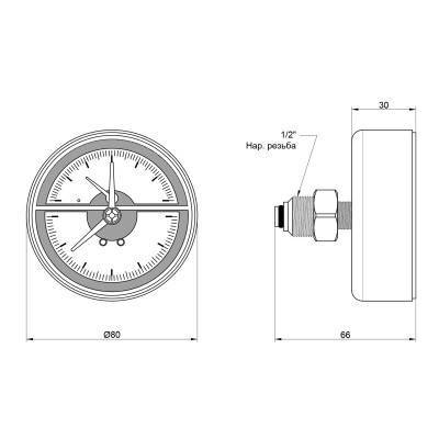 Будкрам купить Термоманометр Icma 1/2" 0-10 бар, заднее подключение №259 Термоманометр Icma 1/2" 0-10 бар, заднее подключение №259 4