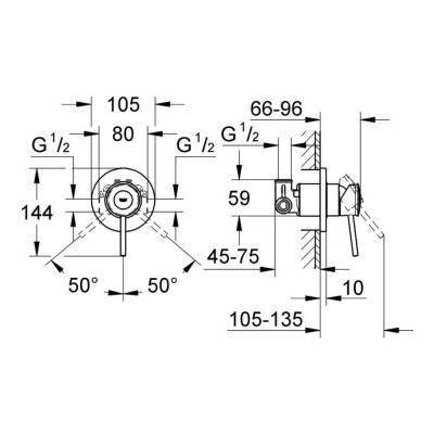 Будкрам купить Смеситель скрытого монтажа для душа Grohe BauClassic 29048000 Смеситель скрытого монтажа для душа Grohe BauClassic 29048000 4