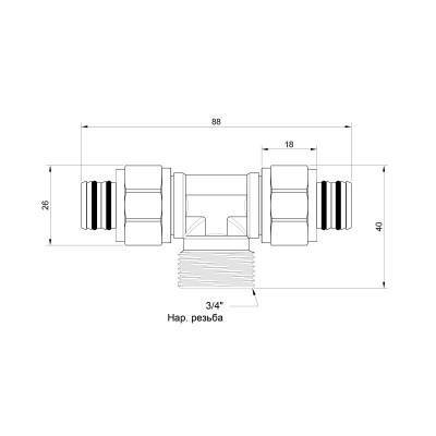 Будкрам купить Тройник обжимной Icma 20х3/4"х20 НР №547 Тройник обжимной Icma 20х3/4"х20 НР №547 3