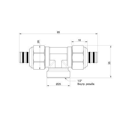 Будкрам купить Тройник обжимной Icma 16х1/2"х16 ВР №538 Тройник обжимной Icma 16х1/2"х16 ВР №538 3