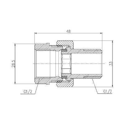 Будкрам купити Зганяння "Американка" SD Forte 1/2" прямий хром SF192W15 Зганяння "Американка" SD Forte 1/2" прямий хром SF192W15 4