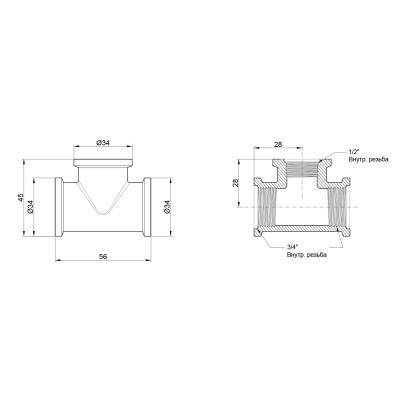 Будкрам купити Трійник Icma 3/4"х1/2"х3/4" ВР №1203 Трійник Icma 3/4"х1/2"х3/4" ВР №1203 4