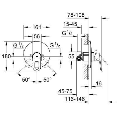 Будкрам купить Смеситель скрытого монтажа для душа Grohe BauLoop 29080000 Смеситель скрытого монтажа для душа Grohe BauLoop 29080000 4