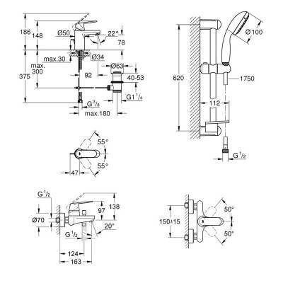 Будкрам купить Набор смесителей Grohe Eurosmart S-Size 126111S Набор смесителей Grohe Eurosmart S-Size 126111S 4