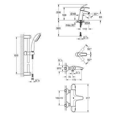 Будкрам купить Набор смесителей Grohe Grohtherm 1000 + Eurosmart 34101TM Набор смесителей Grohe Grohtherm 1000 + Eurosmart 34101TM 4