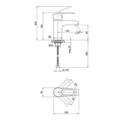 Будкрам купити Змішувач для раковини Qtap Hansberg CRM 001F Змішувач для раковини Qtap Hansberg CRM 001F 4