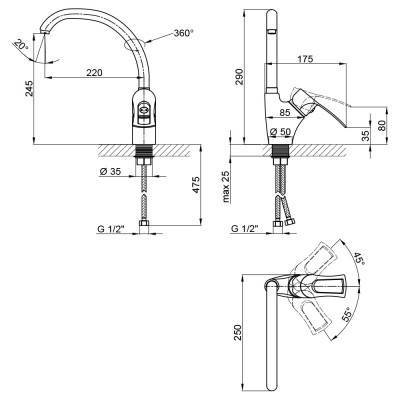 Будкрам купить Смеситель для кухни Qtap Hansberg CRM 007F Смеситель для кухни Qtap Hansberg CRM 007F 4