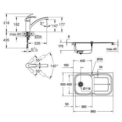 Будкрам купити Набір Grohe мийка кухонна K300 31565SD0 + змішувач Eurosmart 33281002 Набір Grohe мийка кухонна K300 31565SD0 + змішувач Eurosmart 33281002 4