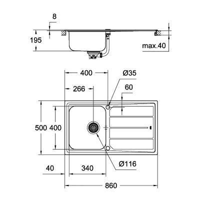 Будкрам купити Набір Grohe мийка кухонна K500 31573SD0 + змішувач Minta 32168000 Набір Grohe мийка кухонна K500 31573SD0 + змішувач Minta 32168000 4