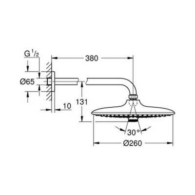 Будкрам купить Лейка для верхнего душа с держателем Grohe Euphoria 260 26458000 Лейка для верхнего душа с держателем Grohe Euphoria 260 26458000 4