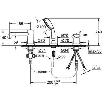 Будкрам купить Смеситель для ванны Grohe BauClassic 2511800A Смеситель для ванны Grohe BauClassic 2511800A 4