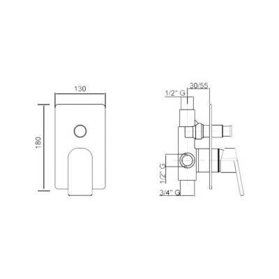 Будкрам купить Смеситель скрытого монтажа для душа Bianchi Jump INDJUM2010065CRM на два потребителя Смеситель скрытого монтажа для душа Bianchi Jump INDJUM2010065CRM на два потребителя 4