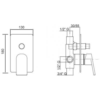 Будкрам купить Смеситель скрытого монтажа для душа Bianchi City INDCTY2010CRM на два потребителя Смеситель скрытого монтажа для душа Bianchi City INDCTY2010CRM на два потребителя 4