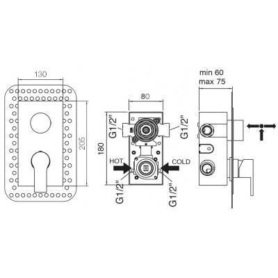 Будкрам купить Смеситель скрытого монтажа для ванны Bianchi City INDCTY2304CRM на три потребителя Смеситель скрытого монтажа для ванны Bianchi City INDCTY2304CRM на три потребителя 4