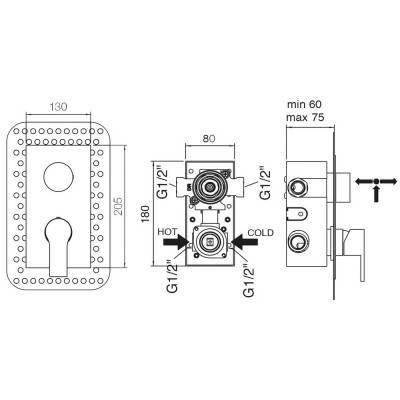 Будкрам купить Смеситель скрытого монтажа для ванны Bianchi Dream INDDRM2304CRM на три потребителя Смеситель скрытого монтажа для ванны Bianchi Dream INDDRM2304CRM на три потребителя 4