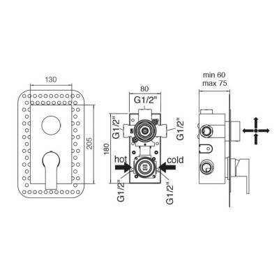 Будкрам купить Смеситель скрытого монтажа для ванны Bianchi Heaven INDHEV2304CRM на три потребителя Смеситель скрытого монтажа для ванны Bianchi Heaven INDHEV2304CRM на три потребителя 4