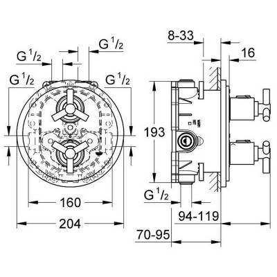 Будкрам купить Внешняя часть термостатического смесителя для душа Grohe Atrio 19394000 на два потребителя Внешняя часть термостатического смесителя для душа Grohe Atrio 19394000 на два потребителя 4
