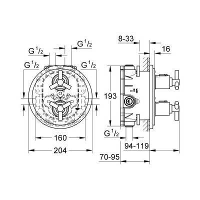 Будкрам купить Внешняя часть термостатического смесителя для душа Grohe Atrio 19395000 на два потребителя Внешняя часть термостатического смесителя для душа Grohe Atrio 19395000 на два потребителя 4