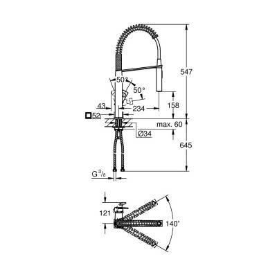 Будкрам купить Смеситель для кухни с рефлекторным изливом Grohe Eurocube 31395000 Смеситель для кухни с рефлекторным изливом Grohe Eurocube 31395000 4