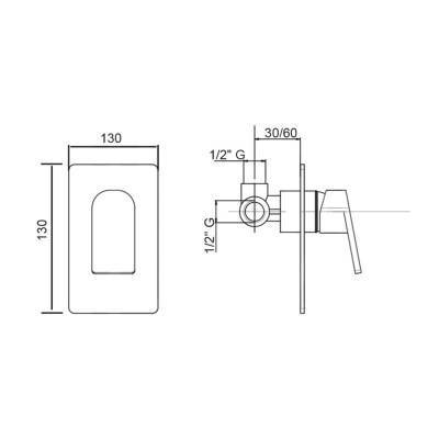 Будкрам купить Смеситель скрытого монтажа для душа Bianchi Fly INDFLY2007073CRM Смеситель скрытого монтажа для душа Bianchi Fly INDFLY2007073CRM 4