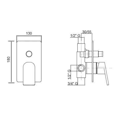 Будкрам купить Смеситель скрытого монтажа для душа Bianchi Fly INDFLY2010073CRM на два потребителя Смеситель скрытого монтажа для душа Bianchi Fly INDFLY2010073CRM на два потребителя 4