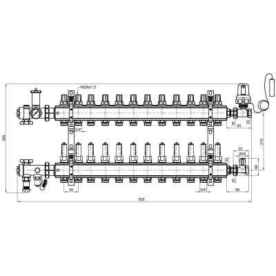 Будкрам купити Колекторна група Icma 3/4" 12 виходів, з витратоміром №A3K013 Колекторна група Icma 3/4" 12 виходів, з витратоміром №A3K013 4