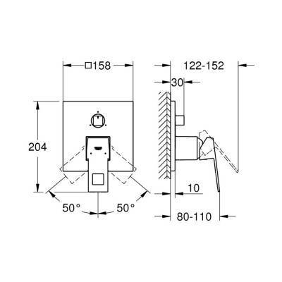 Будкрам купить Внешняя часть смесителя для душа Grohe Eurocube 24094000 на три потребителя Внешняя часть смесителя для душа Grohe Eurocube 24094000 на три потребителя 4