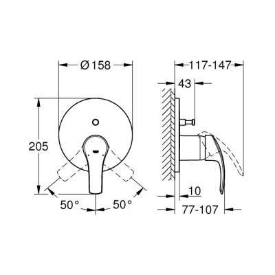 Будкрам купить Внешняя часть смесителя для душа Grohe Eurosmart 24043002 на два потребителя Внешняя часть смесителя для душа Grohe Eurosmart 24043002 на два потребителя 4