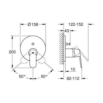 Будкрам купить Внешняя часть смесителя для душа Grohe Eurosmart Cosmopolitan 24045000 на два потребителя Внешняя часть смесителя для душа Grohe Eurosmart Cosmopolitan 24045000 на два потребителя 4