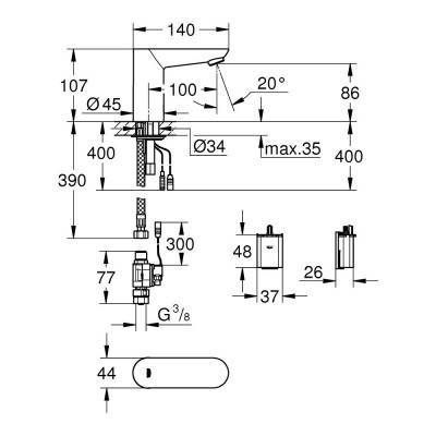Будкрам купить Кран для раковины бесконтактный Grohe Euroeco Cosmopolitan E 36271000 Кран для раковины бесконтактный Grohe Euroeco Cosmopolitan E 36271000 4