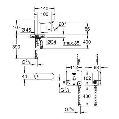 Будкрам купить Кран для раковины бесконтактный Grohe Euroeco Cosmopolitan E 36384000 Кран для раковины бесконтактный Grohe Euroeco Cosmopolitan E 36384000 4