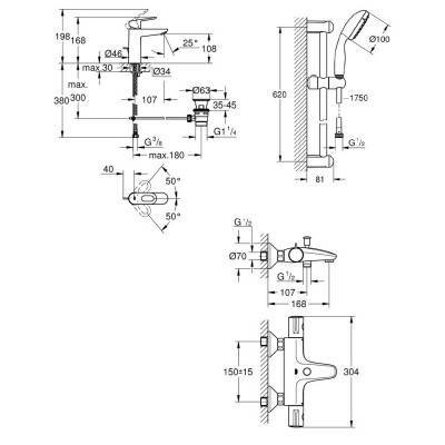 Будкрам купить Набор смесителей Grohe Grohtherm 800 + BauLoop 34550TM Набор смесителей Grohe Grohtherm 800 + BauLoop 34550TM 4