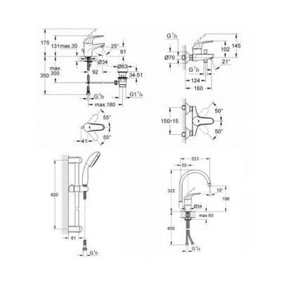 Будкрам купити Набір змішувачів Grohe Euroeco 123242K Набір змішувачів Grohe Euroeco 123242K 4