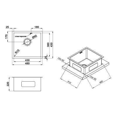 Будкрам купить Кухонная мойка Imperial Handmade D4843BR 2.7/1.0 мм (IMPD4843BRPVDH10) Кухонная мойка Imperial Handmade D4843BR 2.7/1.0 мм (IMPD4843BRPVDH10) 4