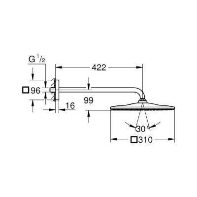 Будкрам купить Лейка для верхнего душа с держателем Grohe Rainshower Mono Cube 310 26563000 Лейка для верхнего душа с держателем Grohe Rainshower Mono Cube 310 26563000 4
