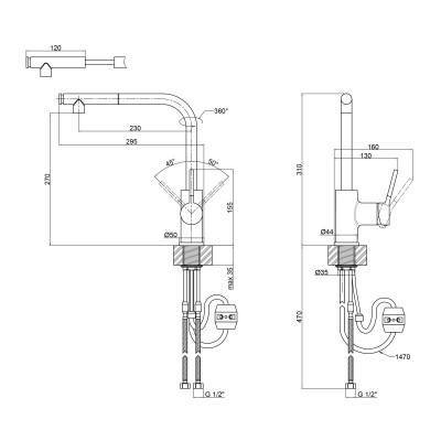 Будкрам купить Смеситель для кухни Qtap Inspai CRM 007F с выдвижным изливом Смеситель для кухни Qtap Inspai CRM 007F с выдвижным изливом 4