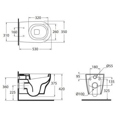 Будкрам купить Унитаз подвесной Azzurra Pratica PR2100SOSPPRA1800F Унитаз подвесной Azzurra Pratica PR2100SOSPPRA1800F 4