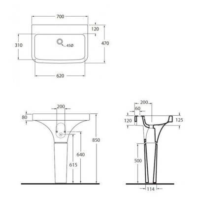 Будкрам купити Раковина Azzurra Tulip TUL200B170 з п'єдесталом Раковина Azzurra Tulip TUL200B170 з п'єдесталом 4
